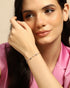 925 Sterling Silver Rhodium-Plated CZ Studded Floral Charm Bracelet