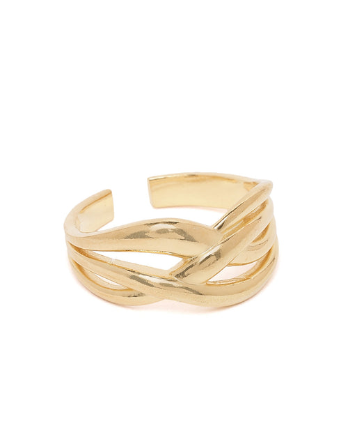 18kt Gold Plated Criss Cross Multi layered Adjustable Ring