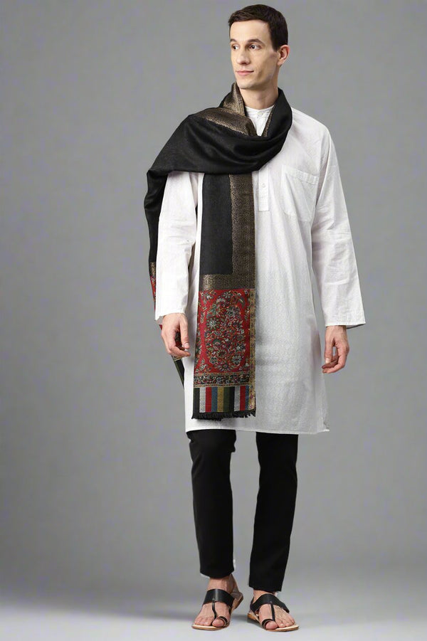 Men's Kani Wool Shawl with Zari Border