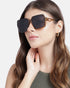 Women Tortoise Shell UV Protected Black Lens Oversized Sunglasses