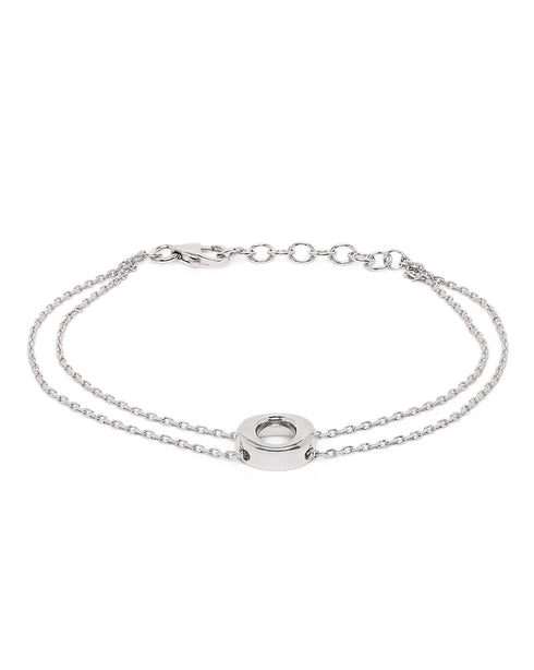 Rhodium Plated Double Chain Halo Bracelet