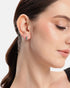 Rhodium Plated Emerald CZ Studded Huggie Hoop Earring