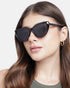 Women Black Toned UV Protected Black Lens Cateye Sunglasses