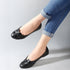 Women's Black Textured Slip-On Ballerinas