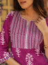 Women Wine & Off-White Printed Sequinned Pure Cotton Kurti