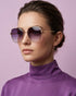 Women Gold and Black Toned Blue UV Protected Lens Oversized Sunglasses