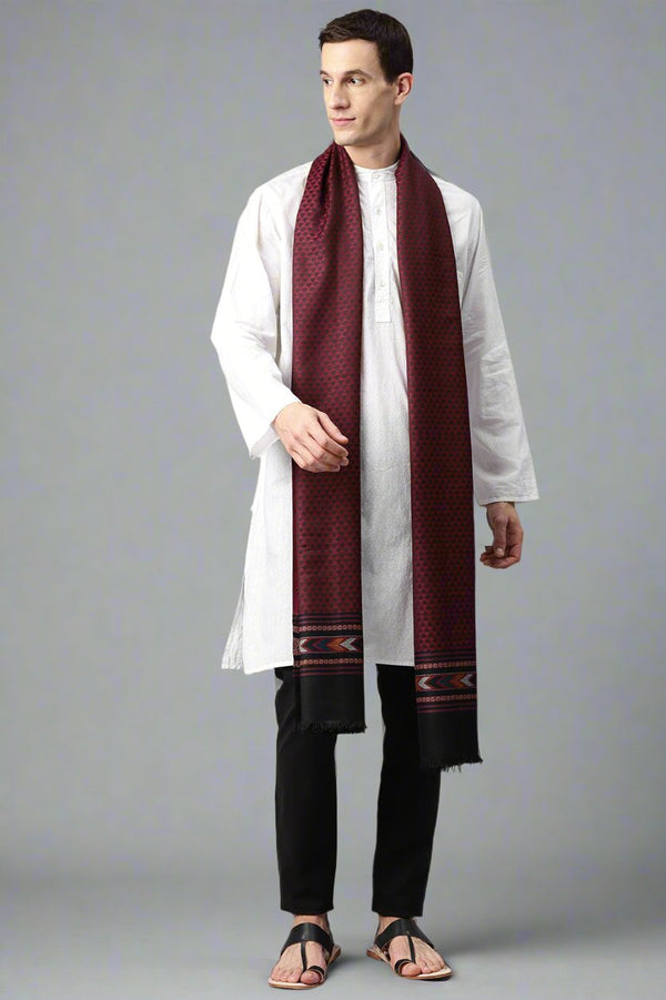 Men's Chevron Woven Wool Shawl