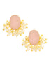Gold Plated Pink stone & Pearl Beaded Statement Earrings