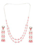 White Rhodium Plated Red AD studded Double layered Designer Jewellery Set