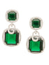 Silver Toned Royal Green AD Studded Statement Earrings for Women & Girls
