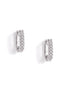 Rhodium Plated Oval Beaded Mini Hoop Earring