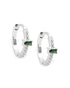 925 Sterling Silver Rhodium Plated Green CZ Hoop Earring