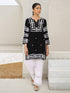 Saba Chikankari Short Kurta in Rayon cotton - Black With White