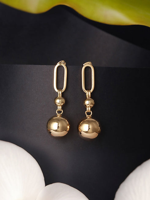Anti-Tarnish Gold Toned Ball loop Hoop Dangler earrings