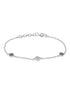 Rhodium Plated Green CZ Van Cleef Charm Adjustable Bracelet