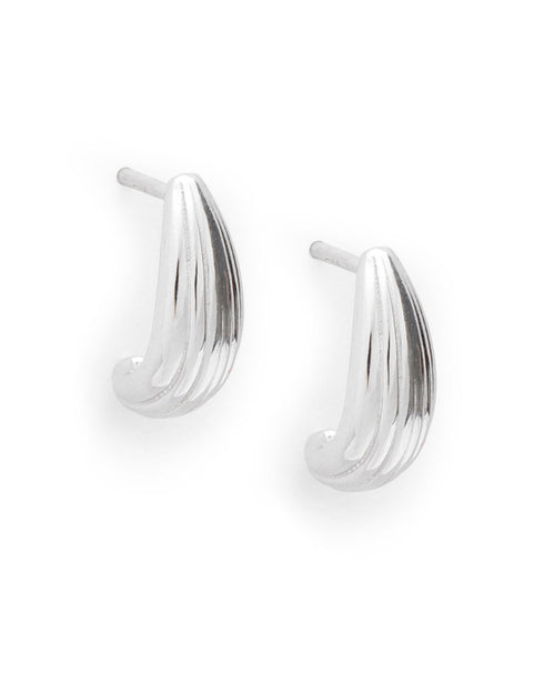 925 Sterling Silver Rhodium Plated Half Hoop Earring