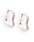 925 Sterling Silver Rhodium Plated Pink CZ Contemporary Wave Earring