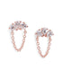 18kt Rose Gold Plated CZ Stud and Chain Earring
