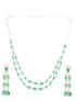White Silver Plated Green AD Double layer Statement Jewellery Set