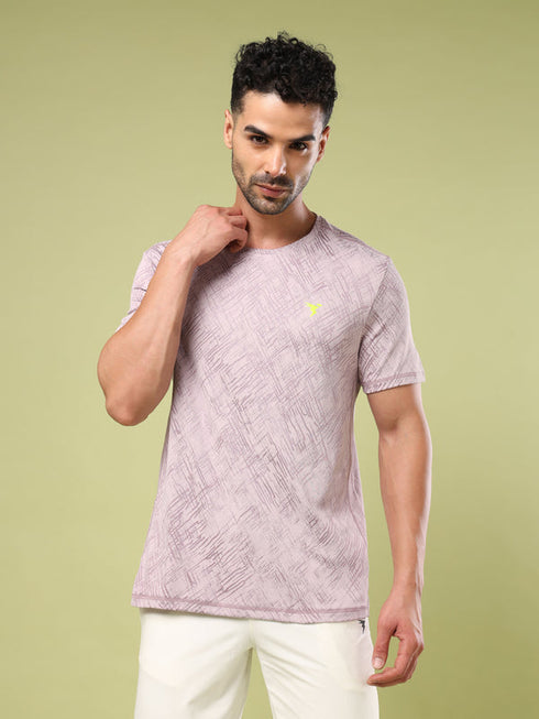 Men Jacquard Slim Fit Crew Neck T-shirt with DOUBLE COOL