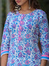 Women Blue Floral Printed Straight Kurta With Afghani Salwar and Printed Dupatta