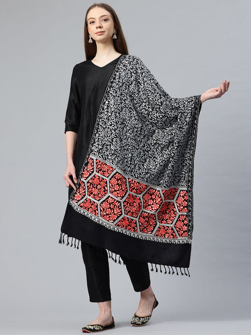 Women's Aari Embroidered Wool Stole