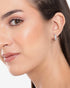 925 Sterling Silver Rhodium Plated CZ Textured Mini Half Hoop Earring