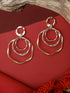 Anti-Tarnish 3 Tone Concentric Handmade Dangler Hoop Earrings