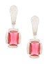Silver-Plated Red AD studded Statement Hoop Earrings