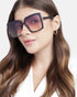 Women Black & Silver Toned UV Protected Gradient Lens Oversized Sunglasses