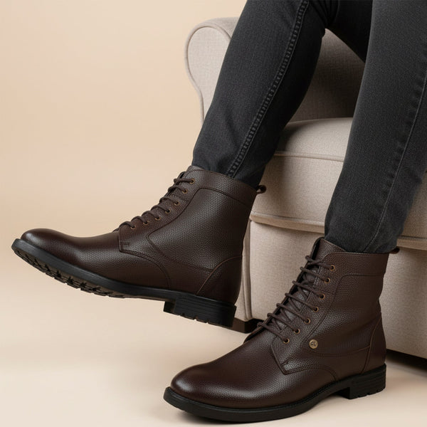 Men's Textured Lace-Up Ankle Boots