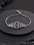 Rhodium Plated AD Studded Oval Link Adjustable Pull Chain Slider Bracelet