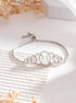 Rhodium Plated AD Studded Oval Link Adjustable Pull Chain Slider Bracelet