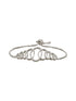 Rhodium Plated AD Studded Oval Link Adjustable Pull Chain Slider Bracelet