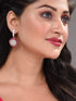 Rose Gold Plated Red AD Studded Solar Drop Earrings