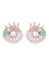 Sea Green Floral Rose GoldPlated Studs Earrings