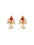 Gold Plated Ball Chain Kempo Studded Lakshmiji Pendant Minimal Jewellery Set