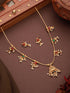 Gold Plated Ball Chain Kempo Studded Lakshmiji Pendant Minimal Jewellery Set