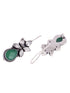 SilverPlated & Green Teardrop Shaped Drop Earrings