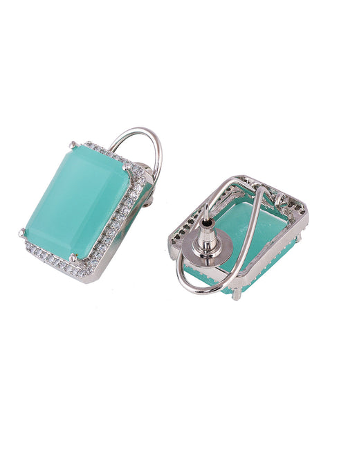 Sea Green Square Studs Earrings
