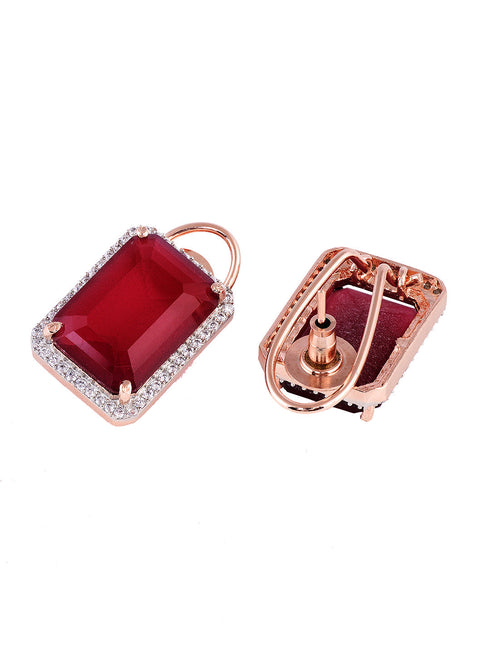 Red Contemporary Studs Earrings