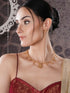 Gold Plated Gold Beads Delicate Temple Goddess Lakshmi Pendant Minimal Jewellery Set