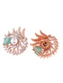 Sea Green Floral Rose GoldPlated Studs Earrings