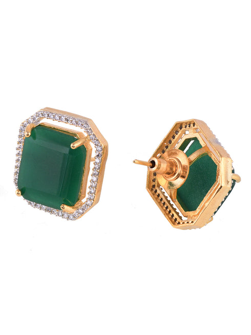 GoldPlated White & Green AD Studded Jewellery Set