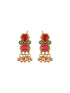 Gold Plated Enamelled Invisible Chain Delicate Temple Goddess Lakshmi Pendant Minimal Jewellery Set