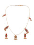 Gold Plated Enamelled Invisible Chain Delicate Temple Goddess Lakshmi Pendant Minimal Jewellery Set