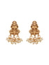 Gold Plated Pearl Beaded Invisible Chain Temple Goddess Lakshmi Motif Pendant Jewellery Set