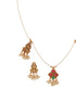 Gold Plated Pearl Beaded Invisible Chain Temple Goddess Lakshmi Motif Pendant Jewellery Set
