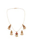 Gold Plated Pearl Beaded Invisible Chain Temple Goddess Lakshmi Motif Pendant Jewellery Set