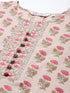 Women Floral Printed Sequinned Cotton A-Line Kurti